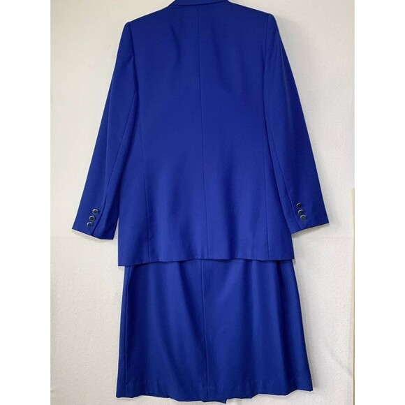 Worthington Skirt Blazer Suit Women 10 Blue 2 Piece Career Office Corp Grandma - Picture 2 of 16